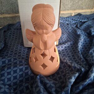 terra cotta angel votive holder